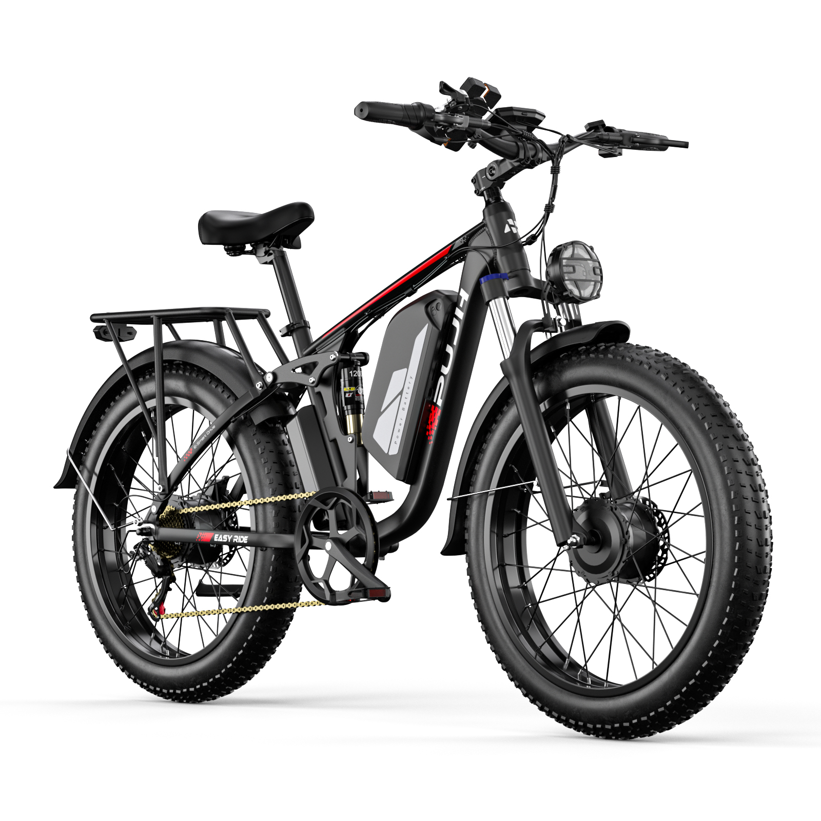 Snow Electric Bike, 60V 25Ah Peak 5000W Dual Motor 24" Fat Tire Ebike for Adult, Max 45 mph &35-105 Miles Full Suspension Electric Moped, Hydraulic Brake Dirt Mountain E Bicycle for Menydraulic Brake Off Road Dirt Mountain E Bicycle for Men