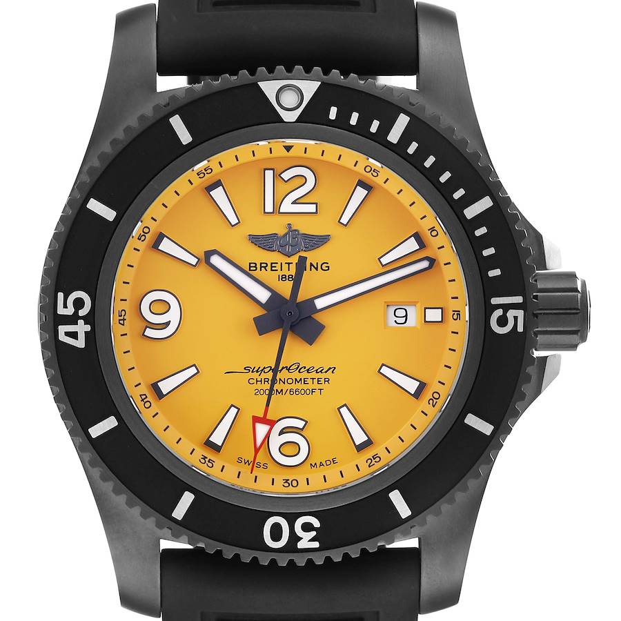 Replica Breitling Superocean 46 Yellow Dial DLC Steel Mens Watch M17368