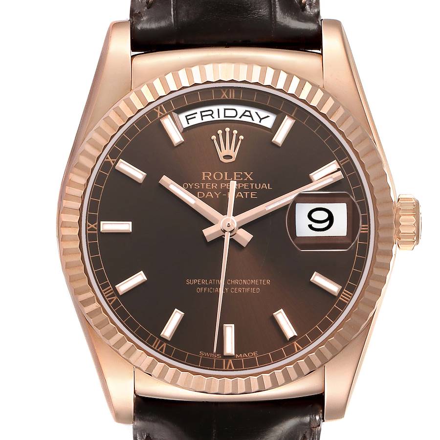 Repliky Rolex President Day-Date Rose Gold Chocolate Dial Panske hodinek 118135