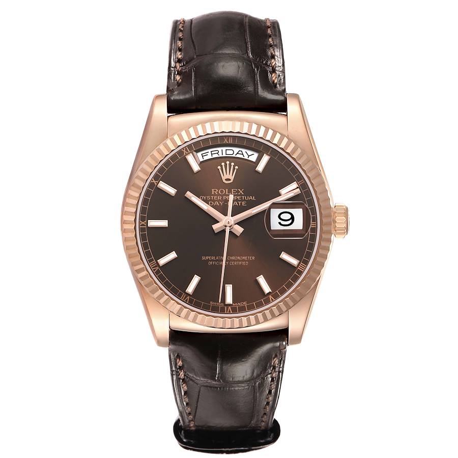 Repliky Rolex President Day-Date Rose Gold Chocolate Dial Panske hodinek 118135