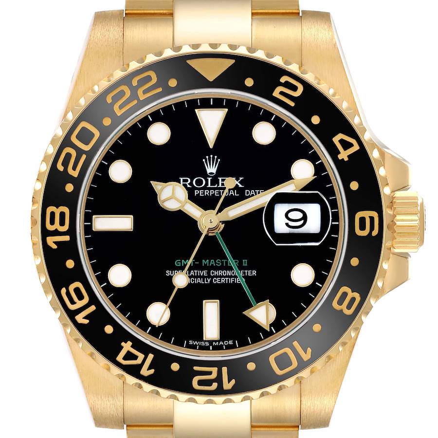 Repliky Rolex GMT Master II zlute zlato cerne cifernik pansky Hodinek 116718