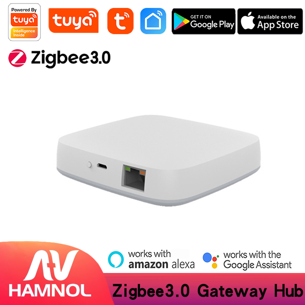 Tuya Wired Zigbee Gateway Hub RJ45 Ethernet Smart Home Bridge Support Alexa Google Home