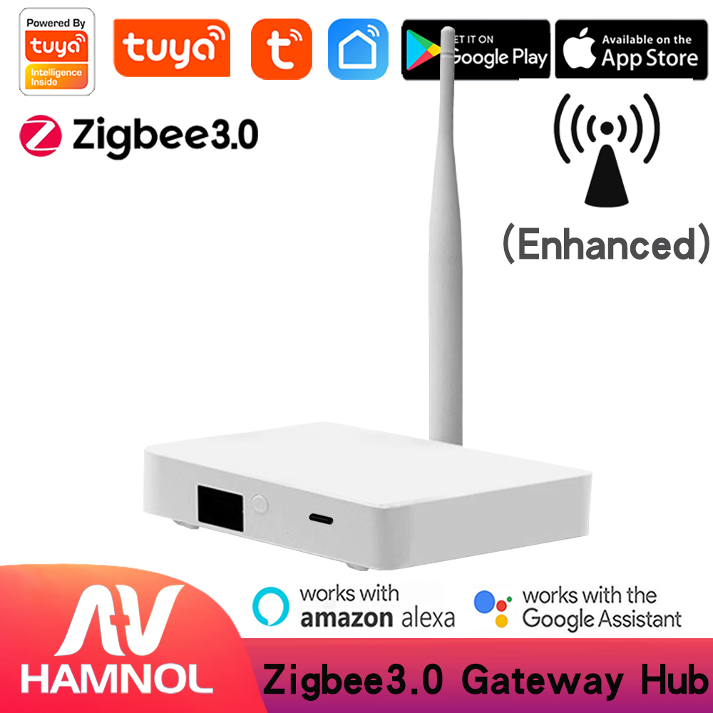 Tuya Wired Zigbee Gateway Hub RJ45 Ethernet Enhanced Signal Smart Home Bridge Support Alexa Google Home