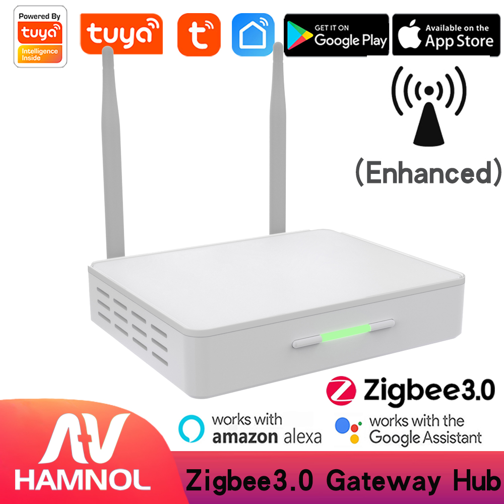 Tuya Wired Zigbee Gateway Hub RJ45 Ethernet Enhanced Signal Smart Home Bridge Support Alexa Google Home