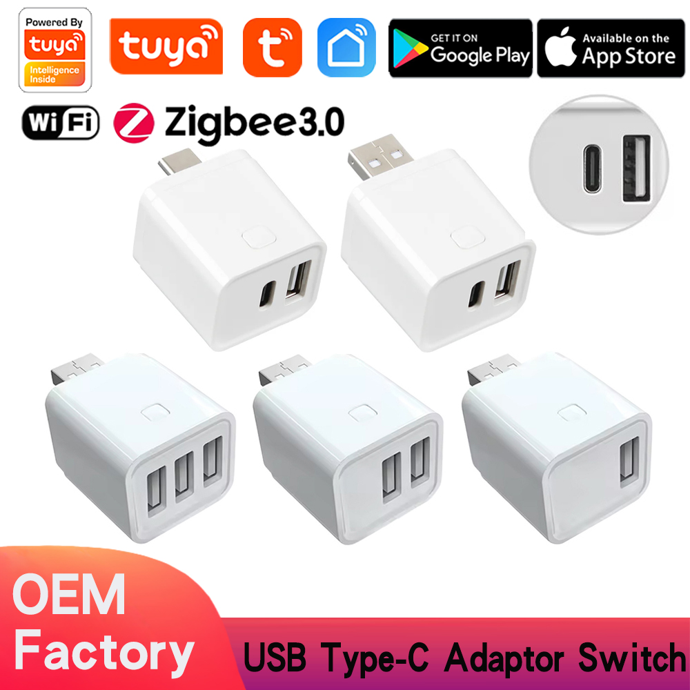 3in1 Tuya Smart WiFi USB Type-C Adaptor Switch 5V Mini USB Power Adaptor Smart Life Control Via Alexa Google Yandex alice