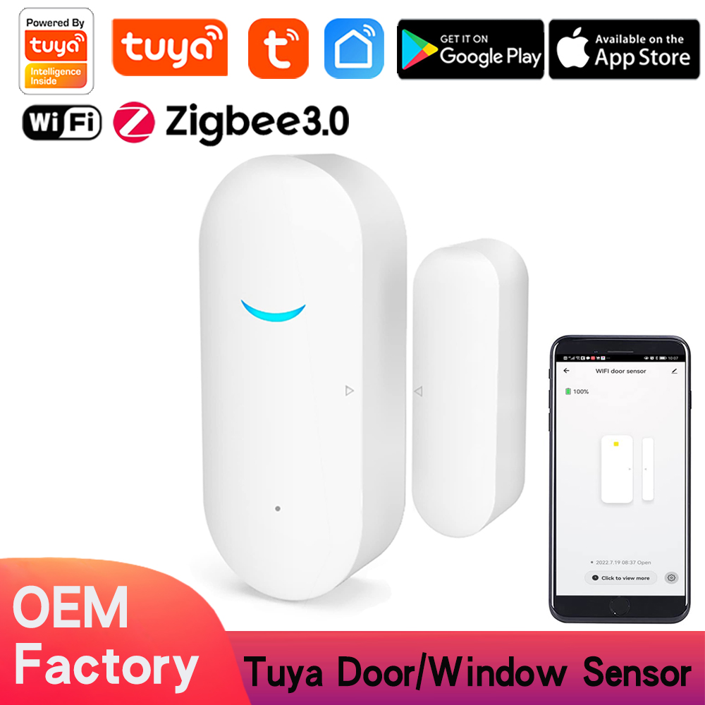 Tuya WiFi Zigbee Door Sensor , Wireless Door Window Detector Alarm, Smart Linkage Window Door Contact Sensor for Home Security Compatible with Alexa/Google Assistant