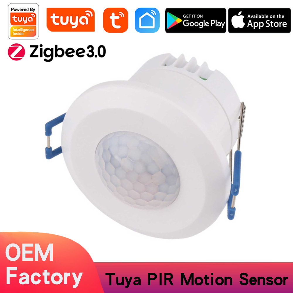 Tuya Zigbee PIR Ceiling Motion Sensor Zero Fire Wire Connected Human Motion Sensor Anti-Theft Warning