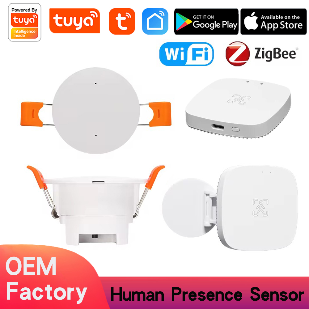 Tuya Smart WiFi Zigbee Human Presence Sensor MmWave Radar Pir Montion Sensor With Luminance Detection Support Home Assistant via Zigbee2mqtt, For Smart Home Automation