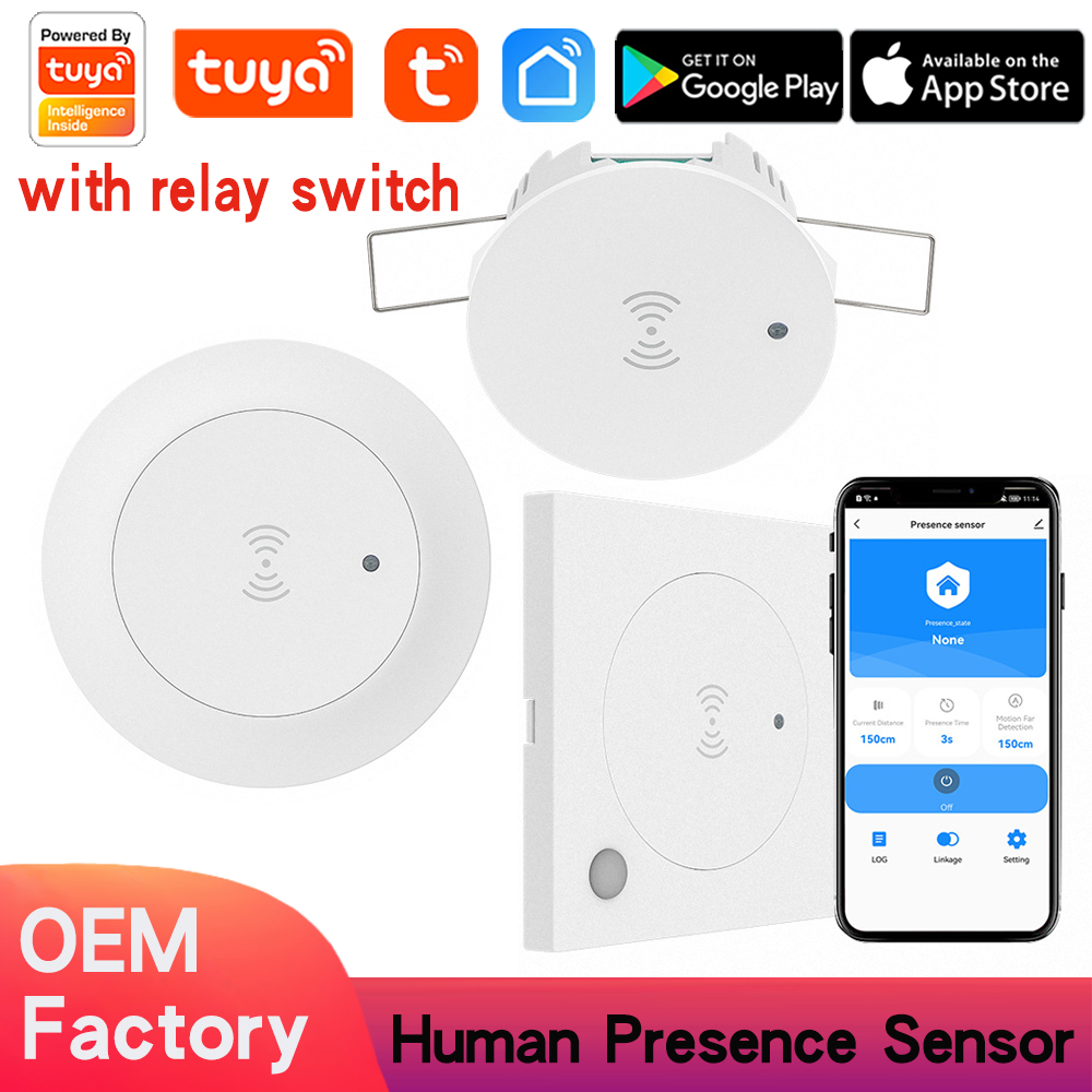 Tuya WiFi ZigBee 24G MmWave Radar Smart Human Presence With Illumination Detector Support one relay Light Switch, For Smart Home Automation