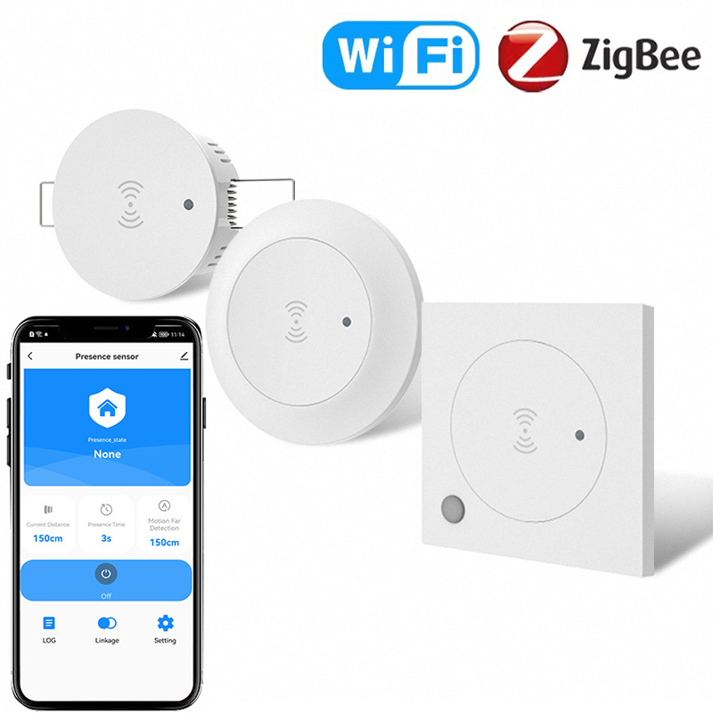 Tuya WiFi ZigBee 24G MmWave Radar Smart Human Presence With Illumination Detector Support one relay Light Switch, For Smart Home Automation