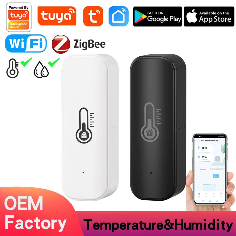 Tuya WiFi Zigbee Hygrometer Thermometer Sensor, Smart Temperature Humidity Monitor, Remote Monitor, TUYA APP Notification Alert, Alexa Google Compatible