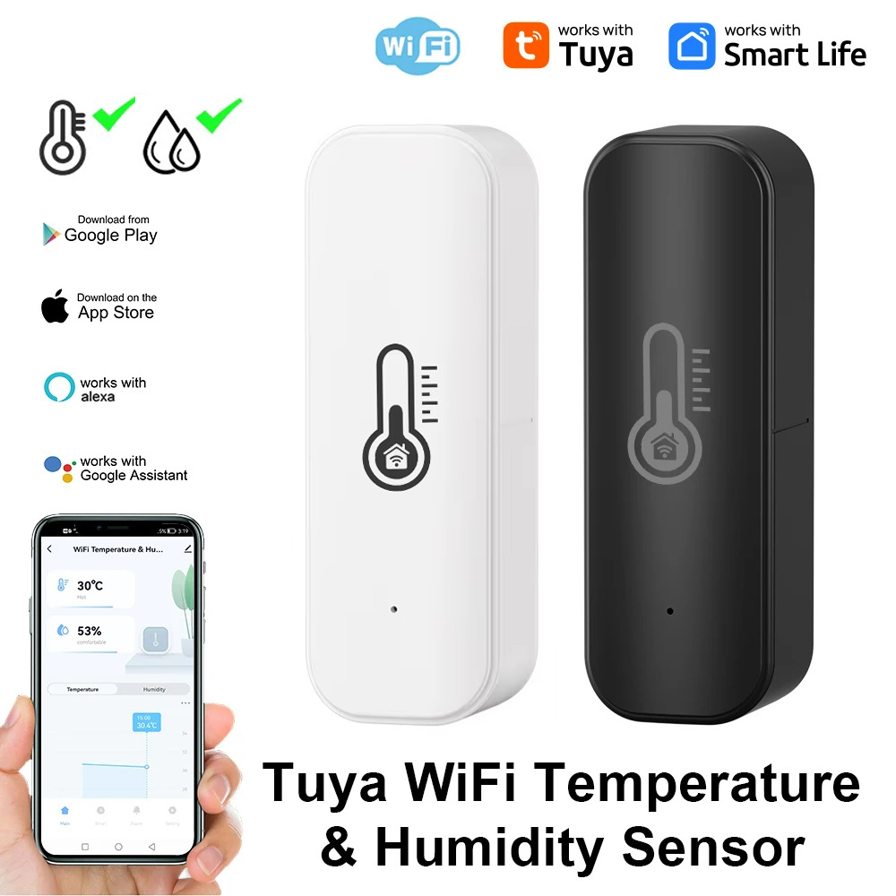 Tuya WiFi Zigbee Hygrometer Thermometer Sensor, Smart Temperature Humidity Monitor, Remote Monitor, TUYA APP Notification Alert, Alexa Google Compatible