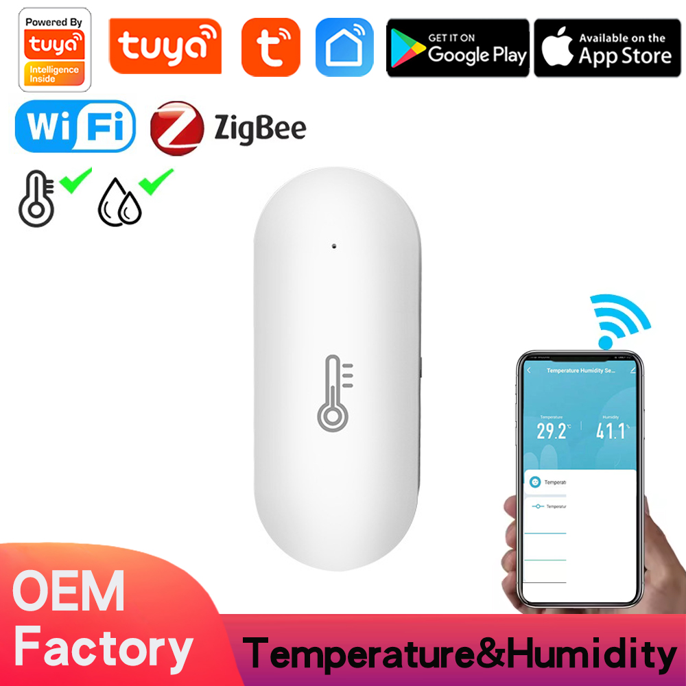 Tuya WiFi Zigbee Hygrometer Thermometer Sensor, Smart Temperature Humidity Monitor, Remote Monitor, TUYA APP Notification Alert