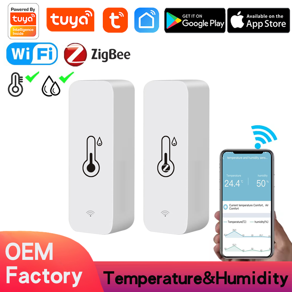 Tuya WiFi Temperature Humidity Sensor: Wireless Temperature Humidity Monitor with App Alert, Free Data Storage Export, Smart Indoor Thermometer Hygrometer Compatible with Alexa Google Assistant