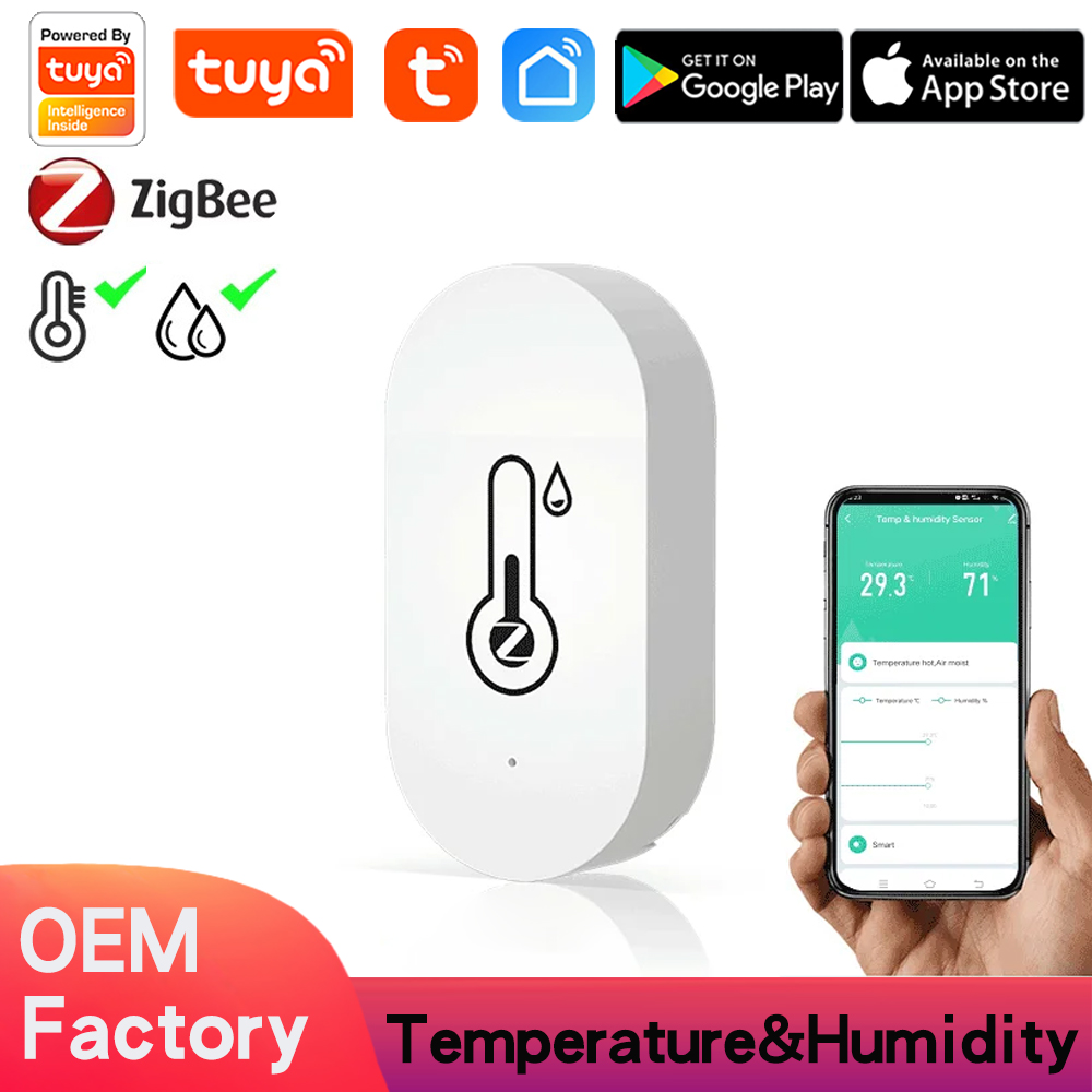 Tuya Zigbee Smart Temperature Humidity Sensor Indoor Hygrometer Controller Monitoring Work with Smart Speaker Alexa Google Home