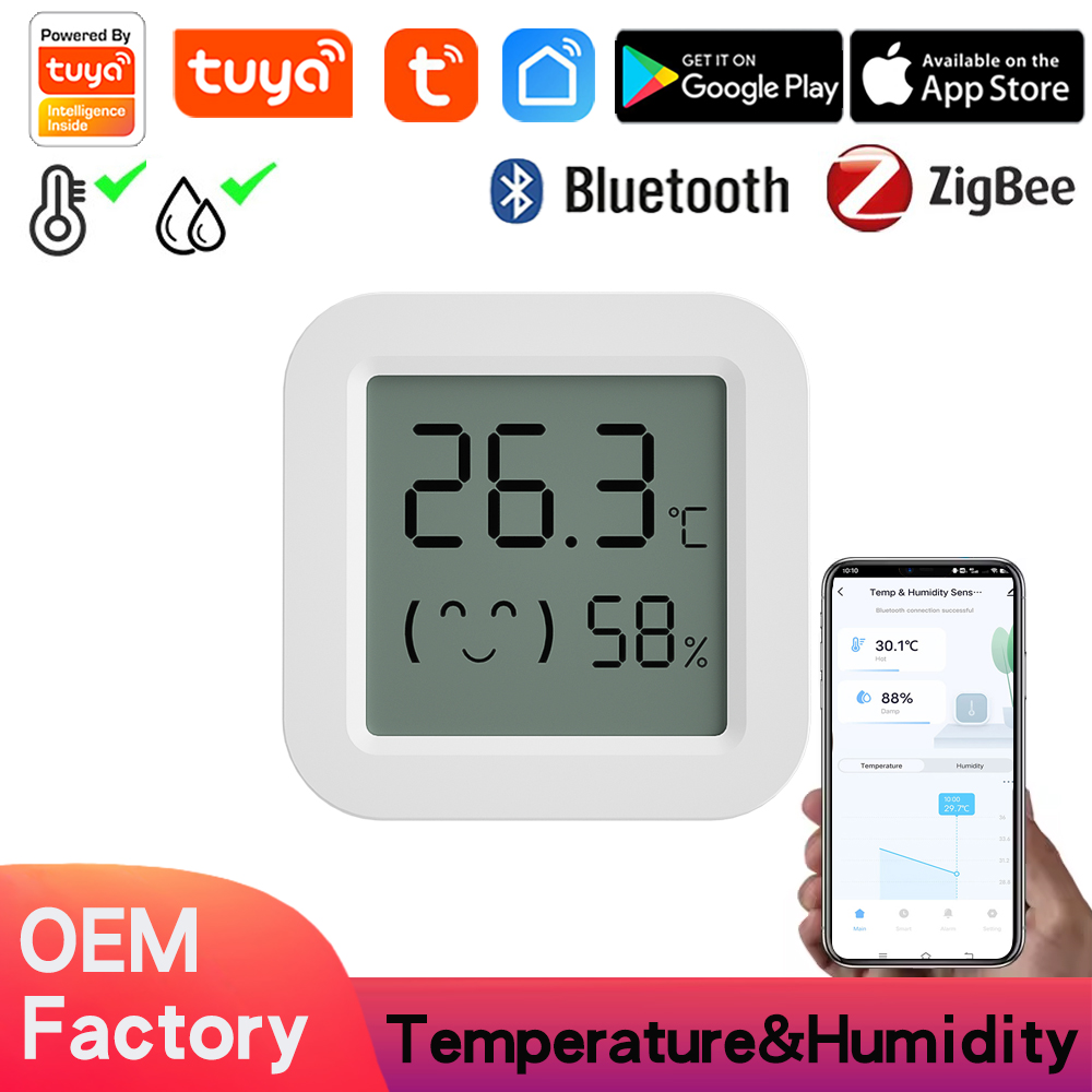Tuya Thermometer Hygrometer Zigbee Temperature Humidity Sensor Mini LCD Digital Display Bluetooth-Compatible For Smart Home