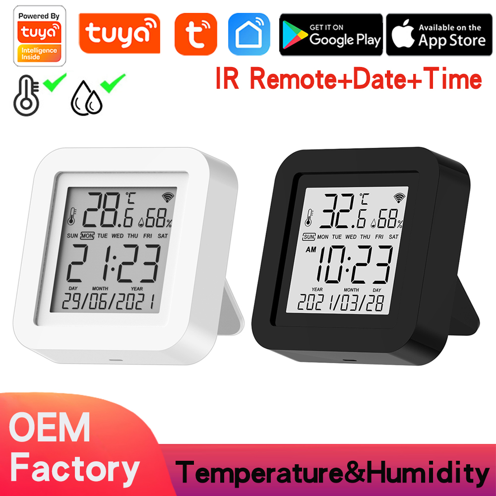 Tuya WiFi Temperature Humidity Monitor, Wireless Temperature Humidity Sensor with APP Notification Alerts & IR Intelligent Remote Control, Compatible Alexa and Google Home S09