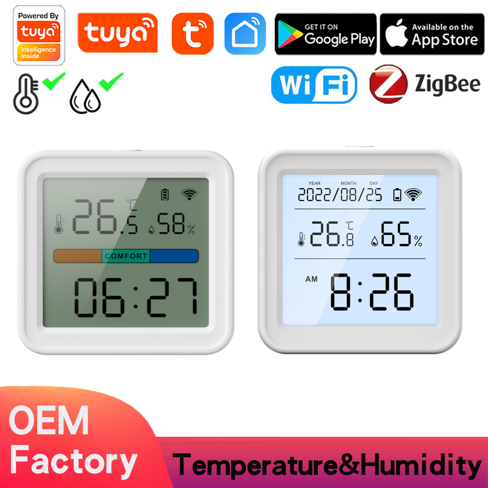 Tuya WiFi Thermometer Hygrometer: Digital Indoor Temperature Humidity Monitor with App Notification Alert, Backlit LCD Screen, Smart Temperature Sensor Compatible with Alexa