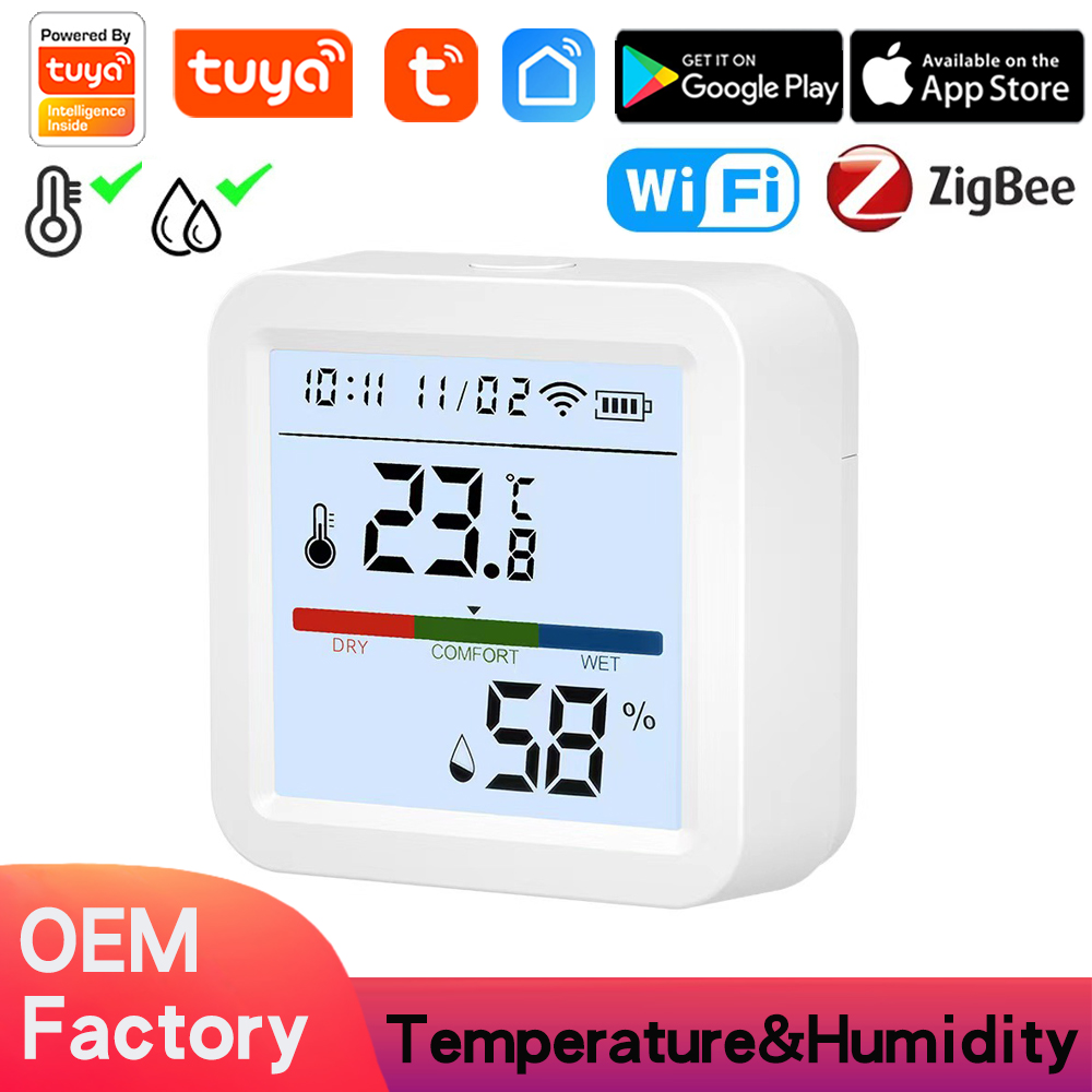 Tuya WiFi Zigbee Smart Temperature And Humidity Sensor Backlight LCD Display APP Remote Monitor Works With Alexa Google Home