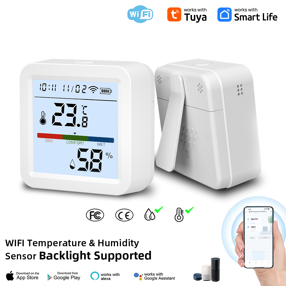 Tuya WiFi Zigbee Smart Temperature And Humidity Sensor Backlight LCD Display APP Remote Monitor Works With Alexa Google Home