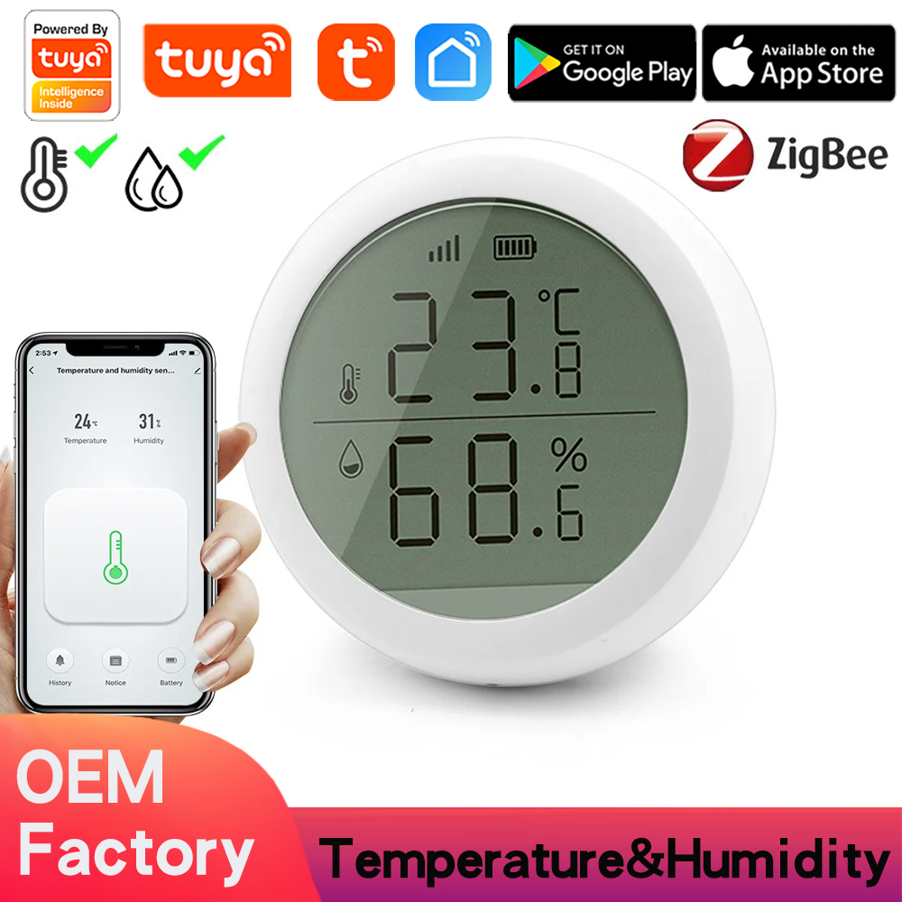 Tuya Smart Zigbee Temperature Humidity Sensor LCD Display Home Hygrometer Thermometer Detection