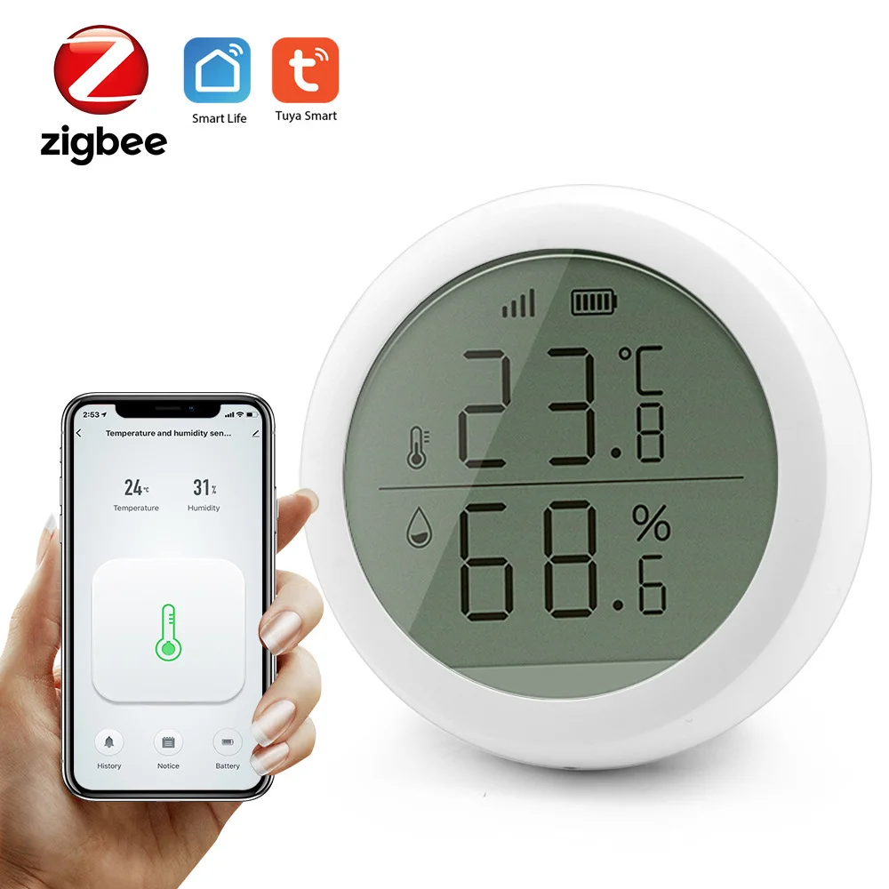 Tuya Smart Zigbee Temperature Humidity Sensor LCD Display Home Hygrometer Thermometer Detection