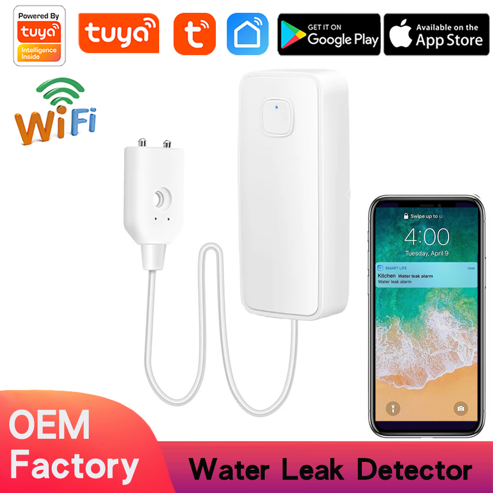 Tuya Wifi Water Leak Detector, 80dB Water Sensor Alarm, Sump Pump Leakage Alarm, Free Remote Monitoring for Water Leakage, SMS and Phone Notification,Smart Life App