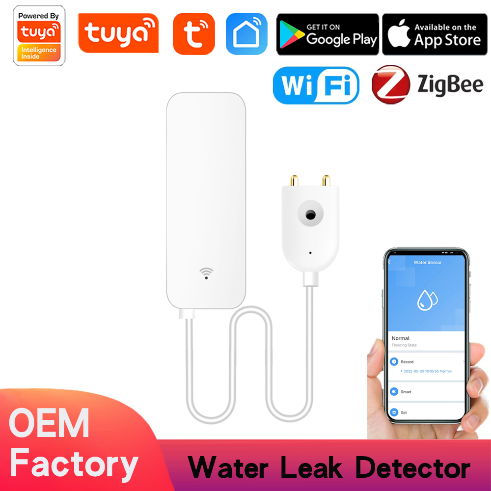 Tuya WiFi ZigBee 3.0 Water Sensor Leakage Alarm Flood Leak Detector Smart Home APP Remote Control Security Protection