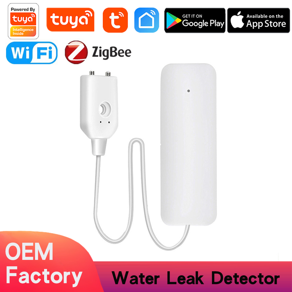 Tuya WiFi Zigbee Smart Water Leakage Sensor Tuya Water Alarm System Compatible With Tuyasmart / Smart Life APP Easy Installation