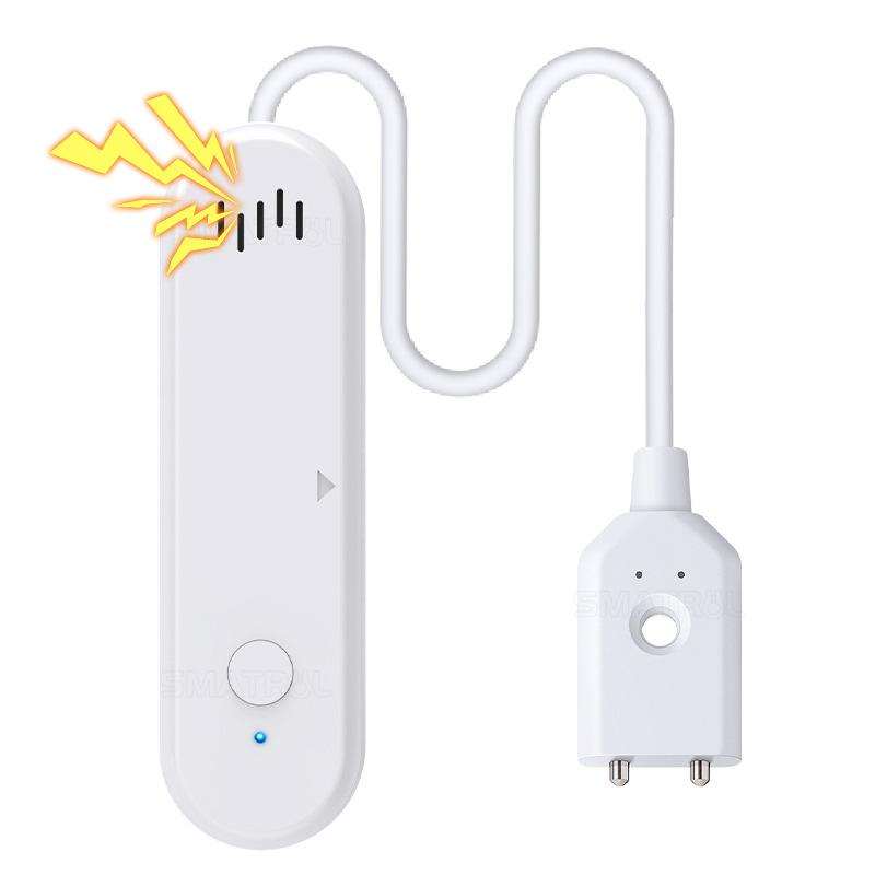 Tuya WiFi Smart Water Alarm Leak Detector with Siren - 80dB Alarm with App Alerts for Monitoring Kitchen, Bathroom, Basement Flood, Battery-Powered WiFi Moisture Sensor Alexa, Google Home Compatible