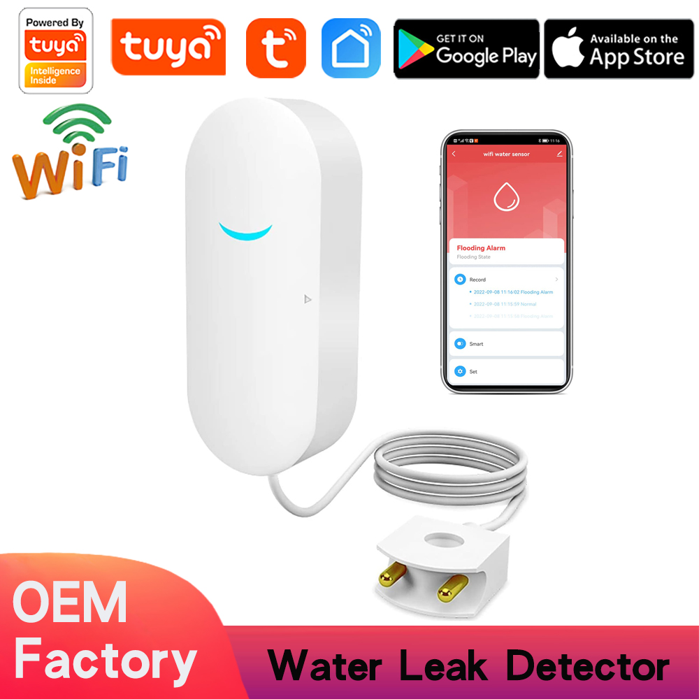 TUYA WiFi Smart Water Leak Sensor: Wireless Water Detector with App Alerts, Remote Monitor for Home & Basement