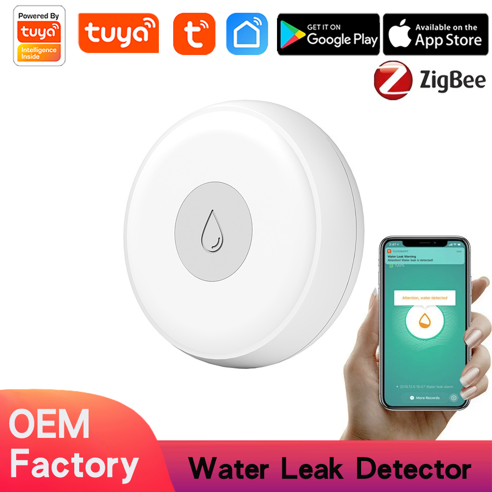 Tuya Zigbee Water Leakage Sensor Leak Alarm Detector Flood Alert Overflow Security Smart Life App Remote Control Monitor