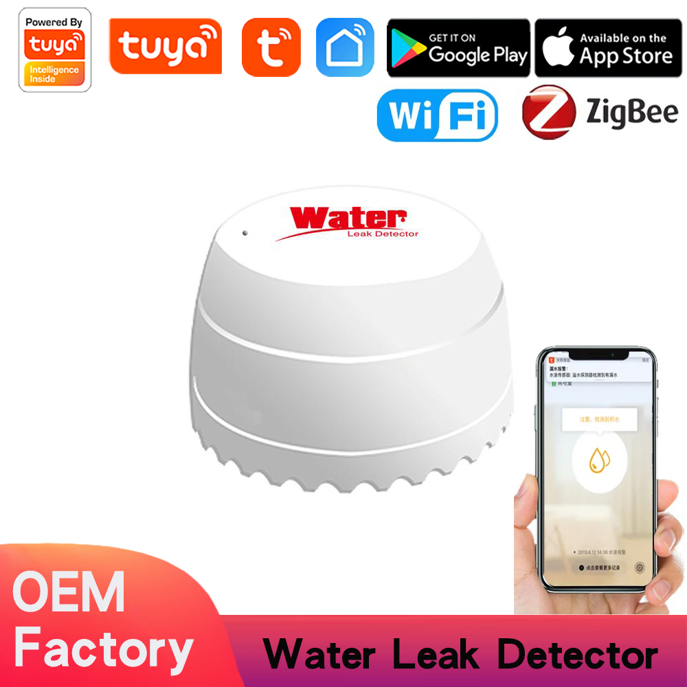 Tuya Zigbee WiFi Water Leak Detector Leakage Sensor Smart Home Alarm Tuyasmart Smart Life APP Flood Alert Overflow Security