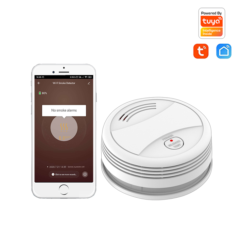 Tuya WiFi Smoke Sensor Remote Control Tuya Intelligent Fire Alarm Detector High Decibel