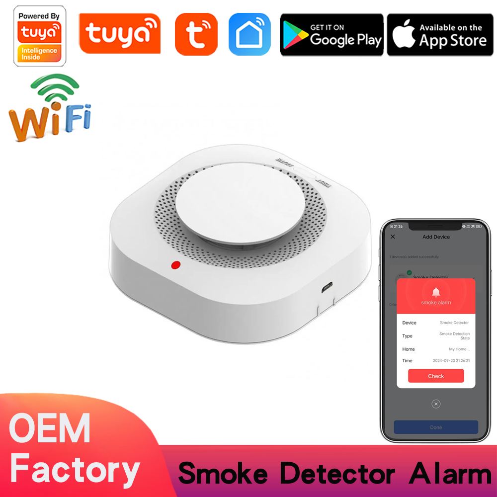 Tuya WiFi Zigbee Smart Smoke Detector Fire Alarm, Wireless Smoke Detector, Smoke Alarms with Real-Time App Notifications