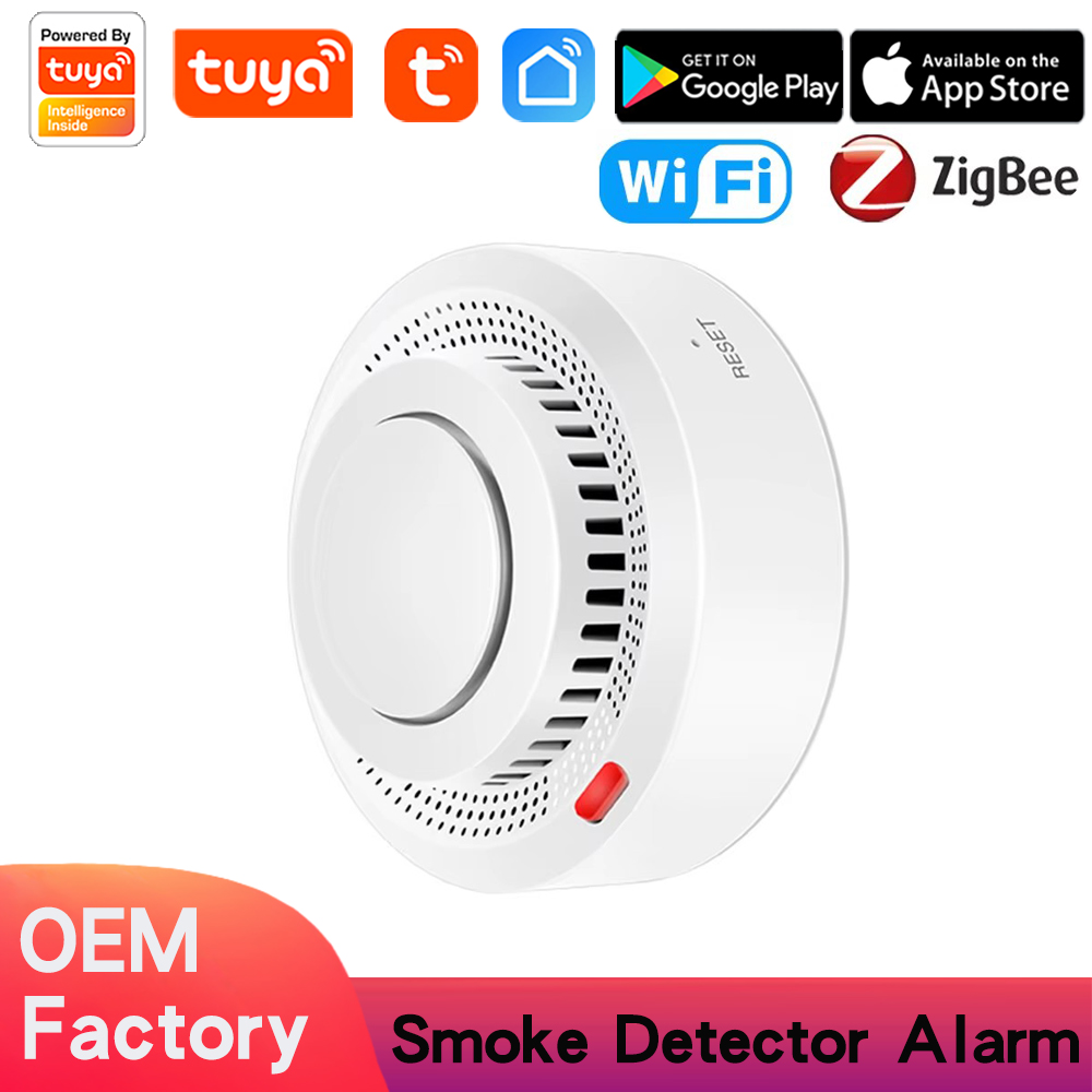 Tuya WiFi Zigbee Smoke Detector Sensor Fire Alarm Works With Smart Life APP Information Push Smart Home Security System