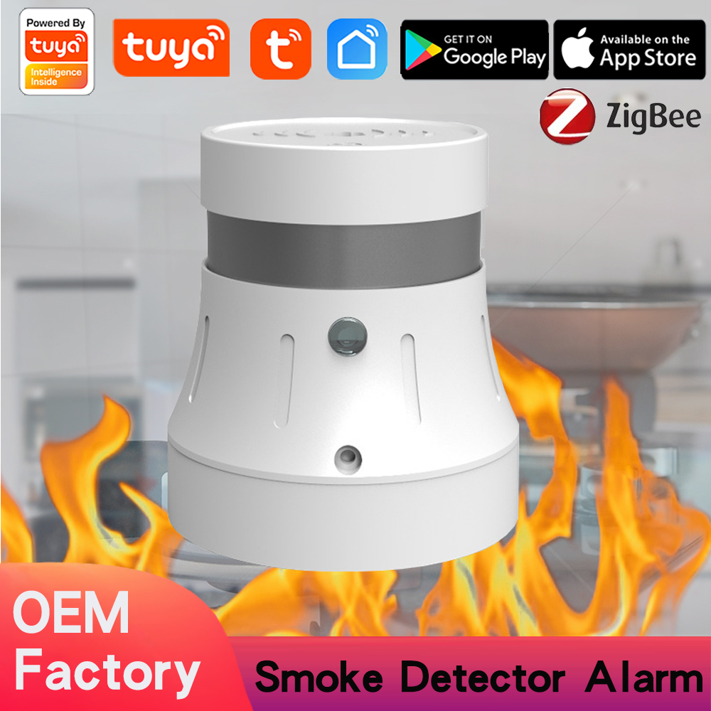 Tuya Zigbee Cigarette Smoke Detector High Sensitivity Safety Prevention Sensor Fire Alarm Micro Smart Smoke Detector for Home