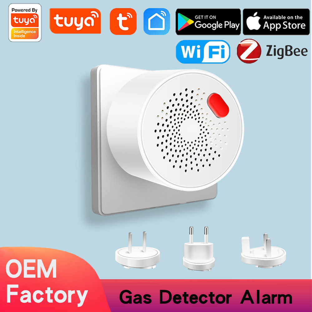 Tuya WIFI/zigbee Natural Gas Sensor Combustible Household Smart LPG Gas Alarm Detector Leakage Sensor fire Safety smart home