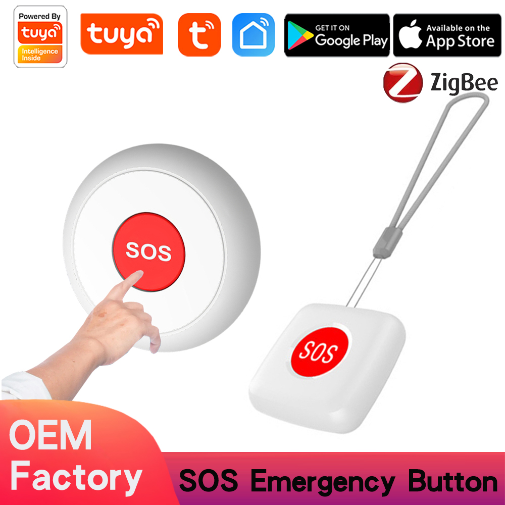 TUYA ZigBee SOS Button Sensor Alarm Elderly Alarm Waterproof Emergency Panic Button Tuya Smart Life App Remote Control