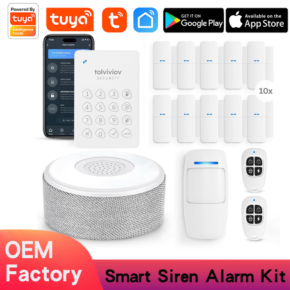 Wireless DIY Smart Home Security System, WiFi Alarm Siren,Door Window Sensor Alarm,PIR Motion Sensor,433 Remote control,App Alerts, No Monthly fee, WiFi Alarm, Door Window Motion Sensor, for Home Security and Kids Safety