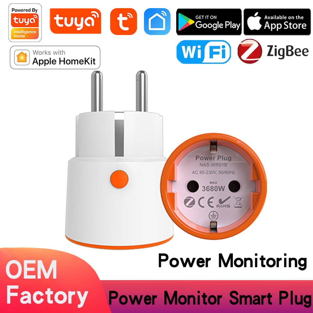 Tuya Smart WiFi HomeKit and ZigBee Smart EU Socket 16A with Energy Metering Function Vocie Control via Alexa Siri Google Home