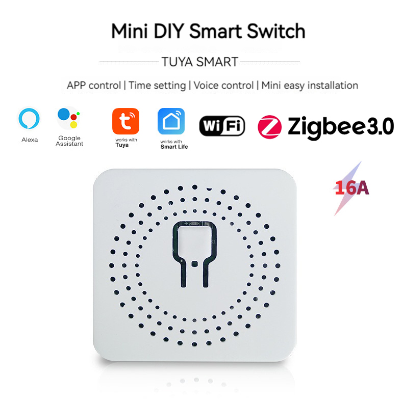 Tuya  Smart Home Zigbee WiFi Smart Switch with Power Monitor 16A Light Switch Module DIY Breaker Relay Voice for Alexa Google