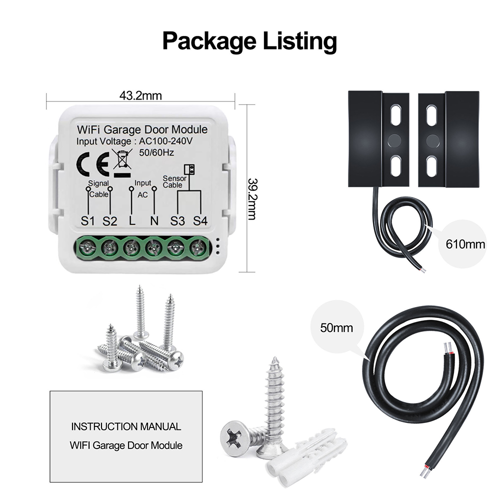 Tuya Smart WiFi Zigbee3.0 Garage Door Opener Controller Supports App Voice Remote Control Works with Alexa Google Home Assistant