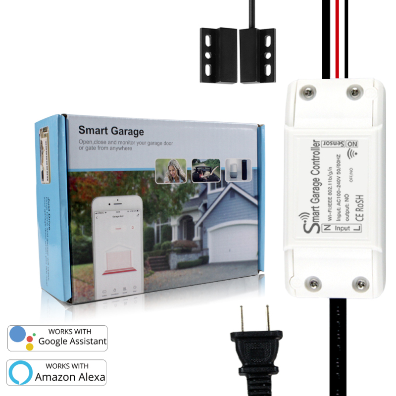 Tuya Smart Garage Door Opener Remote Controller Device Support for for Google and IFTTT Compatible with Your Smartphone (US EU UK Plug)
