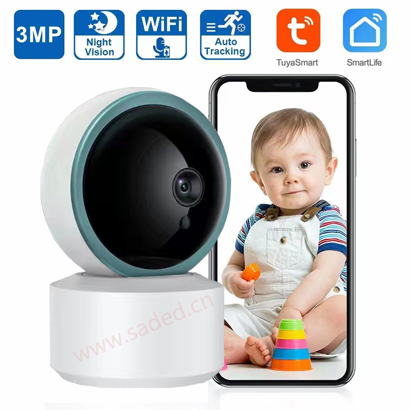 Tuya WiFi IP Camera 3MP Wireless Indoor Monitor Full Color IR Night Vision Auto Tracking Smart Home Surveillance IP Cameras