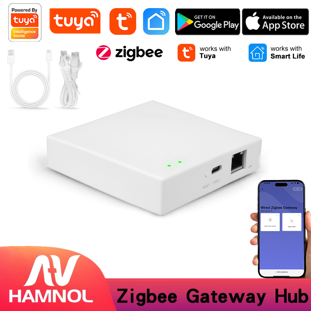 Tuya Zigbee Wired RJ45 Ethernet Gateway Hub High Stability Smart Home Control Center Gateway Large Network Capacity House