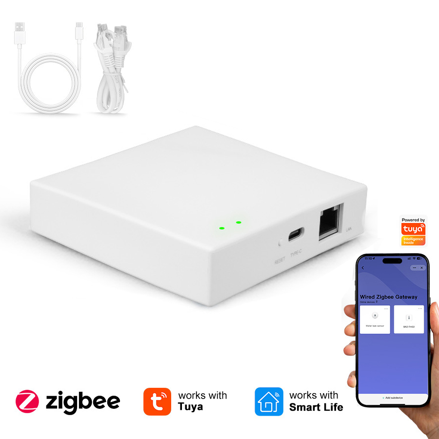 Tuya Zigbee Wired RJ45 Ethernet Gateway Hub High Stability Smart Home Control Center Gateway Large Network Capacity House