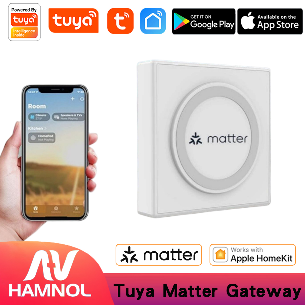 Tuya Matter Smart Home Hub Gateway Zigbee 3.0 Thread Bridge Wired RJ45 Port Support Apple Home Google Home Alexa SmartThings