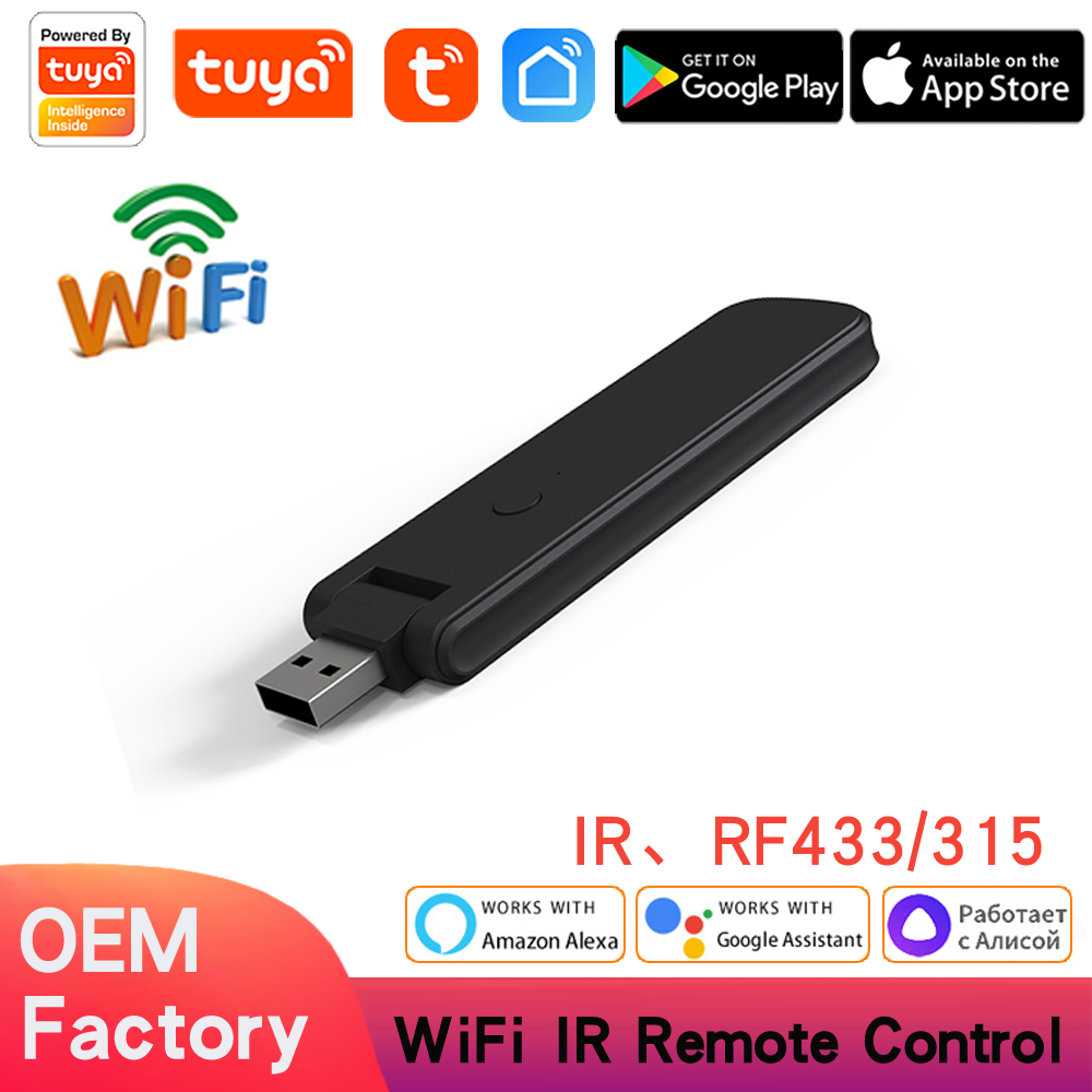 Tuya WiFi IR+RF Remote Control WiFi USB Power Smart Home for TV Fan Air Conditioner Work with Alexa Google Home Yandex Alice
