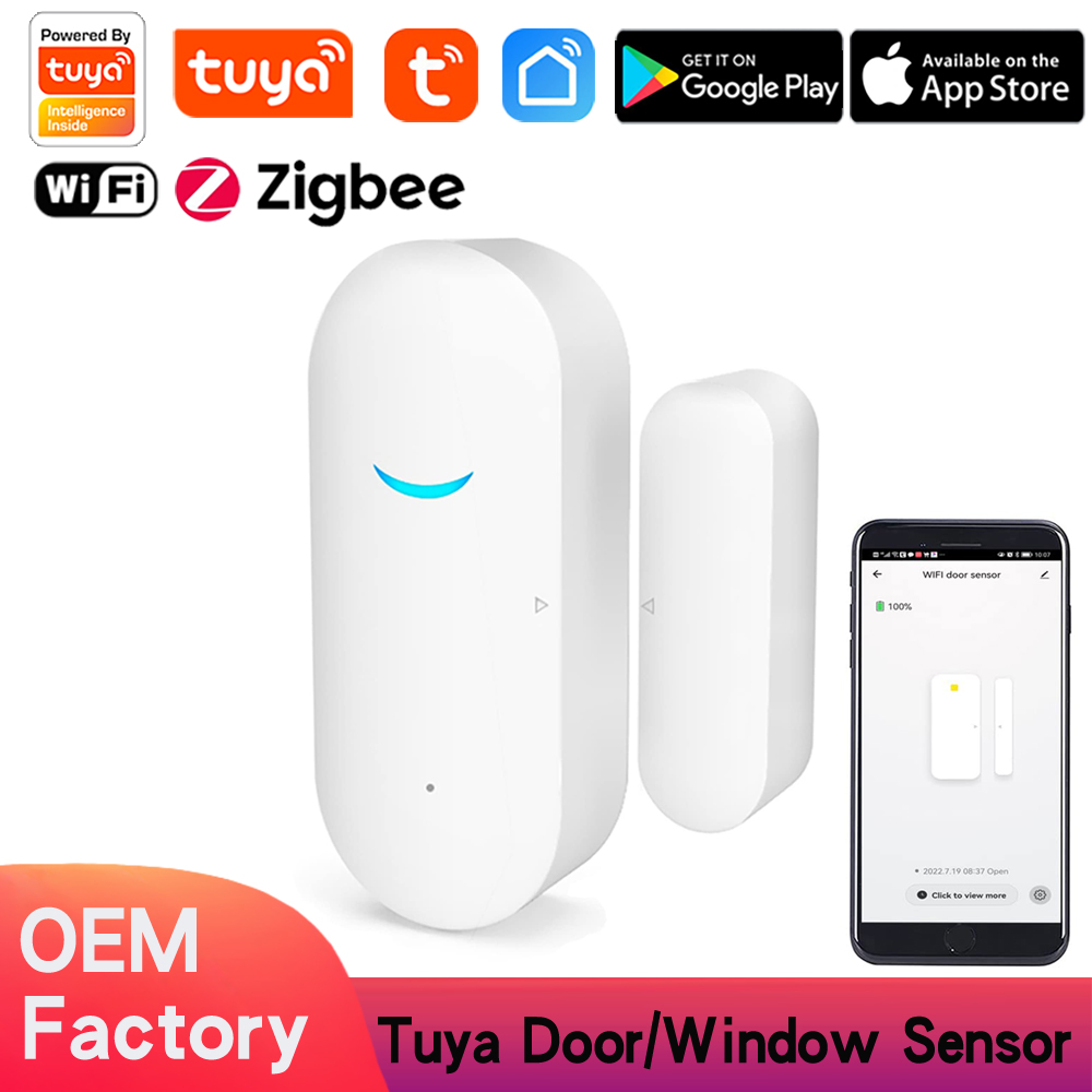 Tuya WiFi Zigbee Door Sensor , Wireless Door Window Detector Alarm, Smart Linkage Window Door Contact Sensor for Home Security Compatible with Alexa/Google Assistant